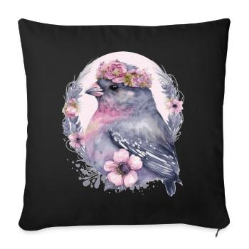 Cute Finch Bird Flower Crown Pet Birds - Sofakissenbezug 45 x 45 cm - Schwarz - Vorne