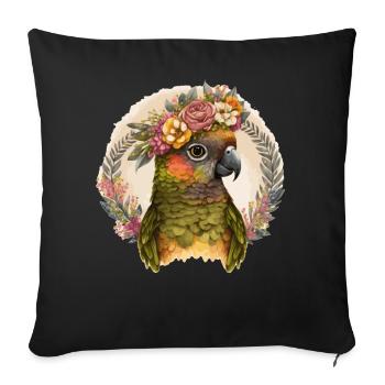 Cute Green Cheek Conure Parrot Bird Flower Crown P - Sofa pillowcase 17,3'' x 17,3'' (45 x 45 cm) - black - Front