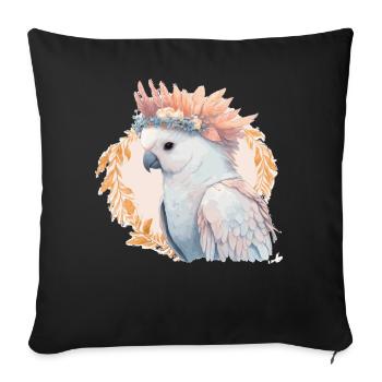 Cute Watercolor Cockatoo Parrot Bird Flower Crown - Sofakissenbezug 45 x 45 cm - Schwarz - Vorne