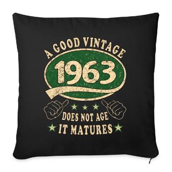 61e anniversaire 1963 des années 60 bon Vintage - Housse de coussin décorative 45 x 45 cm - noir - Devant