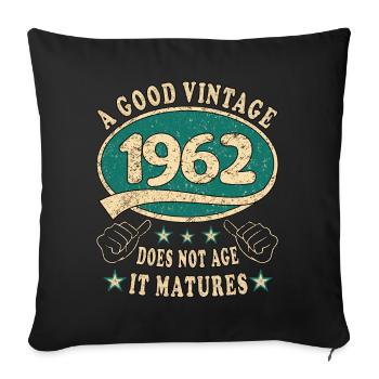 61ème anniversaire 1962 '61 Bon Millésime - Housse de coussin décorative 45 x 45 cm - noir - Devant