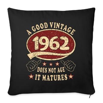 61ème anniversaire 1962 '61 Bon Millésime - Housse de coussin décorative 45 x 45 cm - noir - Devant