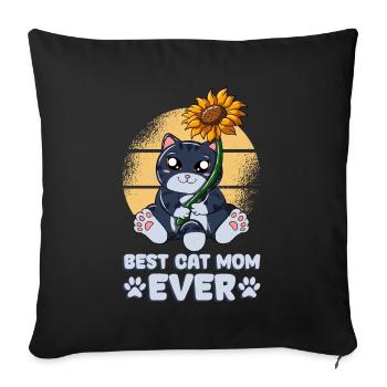 Best Cat Mom Ever - Sofa pillowcase 17,3'' x 17,3'' (45 x 45 cm) - black - Front