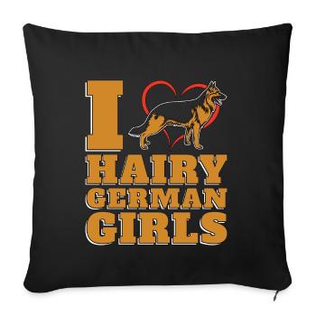 Berger allemand I Cœur Chiens militaires allemands poilus - Housse de coussin décorative 45 x 45 cm - noir - Devant