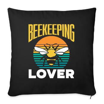 Apiculture, amoureux, apiculture, apiculteur, apiculteur, abeille - Housse de coussin décorative 45 x 45 cm - noir - Devant