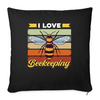 J’aime l’apiculture, l’apiculture, l’apiculture, l’abeille mellifère - Housse de coussin décorative 45 x 45 cm - noir - Devant