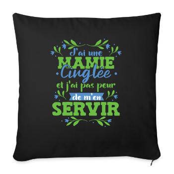 Petite Fils Mamie Cadeau - Housse de coussin décorative 45 x 45 cm - noir - Devant