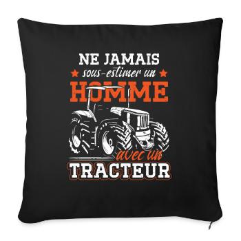 Ne Jamais Sous-Estimer Un Homme Avec Un Tracteur - Housse de coussin décorative 45 x 45 cm - noir - Devant