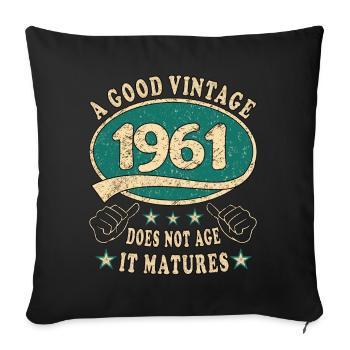 62ème Anniversaire 1961 '62 Bon Millésime - Housse de coussin décorative 45 x 45 cm - noir - Devant