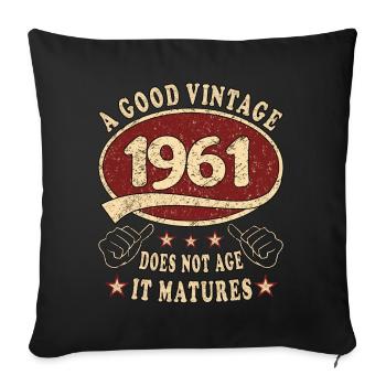 62ème Anniversaire 1961 '62 Bon Millésime - Housse de coussin décorative 45 x 45 cm - noir - Devant