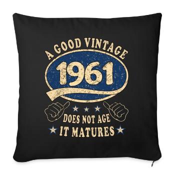 62ème Anniversaire 1961 '62 Bon Millésime - Housse de coussin décorative 45 x 45 cm - noir - Devant