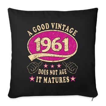 62ème Anniversaire 1961 '62 Bon Millésime - Housse de coussin décorative 45 x 45 cm - noir - Devant