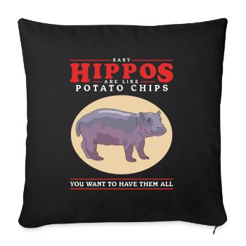 Hippo Baby Hippo Hippo Cadeau - Housse de coussin décorative 45 x 45 cm - noir - Devant
