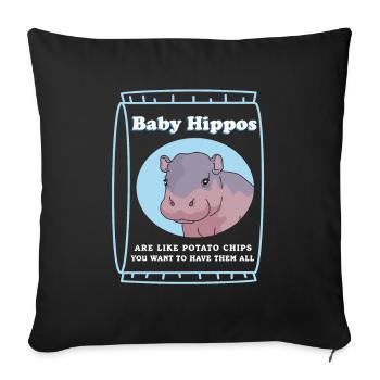 Hippo Baby Hippo Hippo Gift - Sofa pillowcase 17,3'' x 17,3'' (45 x 45 cm) - black - Front