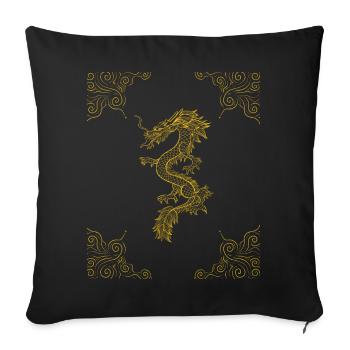Japanese Aesthetic Chinese Golden Dragon - Sofa pillowcase 17,3'' x 17,3'' (45 x 45 cm) - black - Front