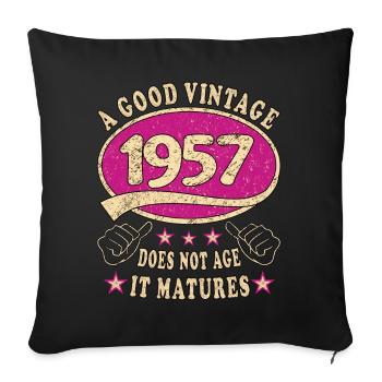 66th Birthday 1957 '66 Good Vintage - Sofa pillowcase 17,3'' x 17,3'' (45 x 45 cm) - black - Front