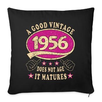 67ème anniversaire 1956 '67 Bon Millésime - Housse de coussin décorative 45 x 45 cm - noir - Devant