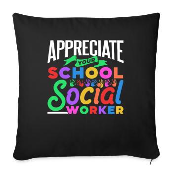 Appréciez votre profession de travailleur social scolaire - Housse de coussin décorative 45 x 45 cm - noir - Devant