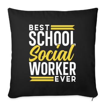 Meilleur travailleur social scolaire de tous les temps - Housse de coussin décorative 45 x 45 cm - noir - Devant