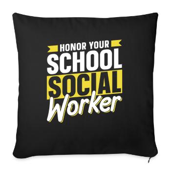 Honorez votre travailleur social scolaire Travail social scolaire - Housse de coussin décorative 45 x 45 cm - noir - Devant