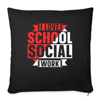 J’aime le travail social scolaire travailleur social scolaire - Housse de coussin décorative 45 x 45 cm - noir - Devant