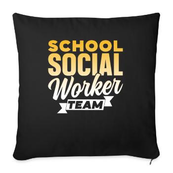 Équipe de travailleurs sociaux en milieu scolaire École de travail social - Housse de coussin décorative 45 x 45 cm - noir - Devant