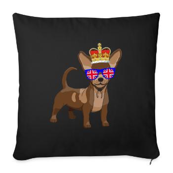 Chihuahua portant la couronne de la reine - Housse de coussin décorative 45 x 45 cm - noir - Devant