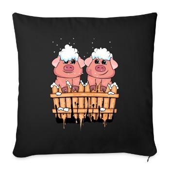 Christmas Pigs Gift Child Winter Pig - Sofa pillowcase 17,3'' x 17,3'' (45 x 45 cm) - black - Front