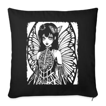 Fairycore Ästhetik Grunge Skelett Fee Goth G - Sofakissenbezug 45 x 45 cm - Schwarz - Vorne