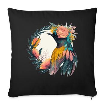 Cute Bird Of Paradise Bird Flower Crown Pet Birds - Sofa pillowcase 17,3'' x 17,3'' (45 x 45 cm) - black - Front