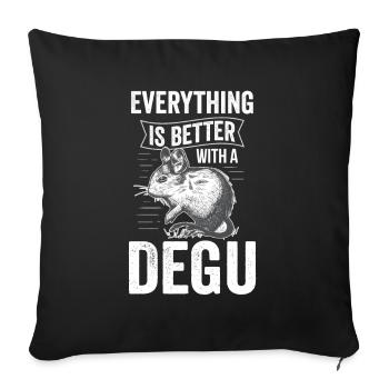 Alles besser mit Degu Nagetier Stauchratte - Sofakissenbezug 45 x 45 cm - Schwarz - Vorne