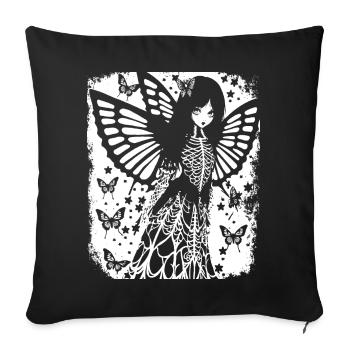 Fairycore Ästhetik Skelett Fee Goth Gothic G - Sofakissenbezug 45 x 45 cm - Schwarz - Vorne