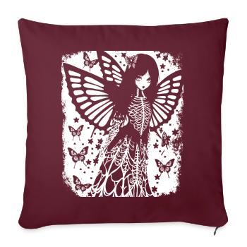 Fairycore Esthétique Squelette Fée Goth Gothique G - Housse de coussin décorative 45 x 45 cm - bordeaux - Devant
