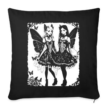 Fairycore Ästhetik Skelett Fee Goth Grunge G - Sofakissenbezug 45 x 45 cm - Schwarz - Vorne