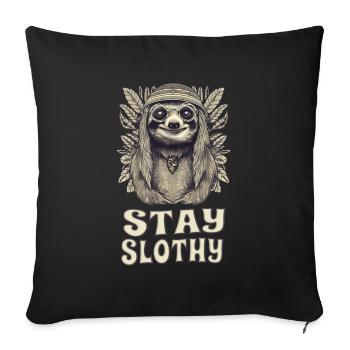 Stay Lazy Funny Hippie Sloth Flower Power - Housse de coussin décorative 45 x 45 cm - noir - Devant