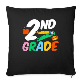 Second Grade Second Grader Teacher Student School - Sofa pillowcase 17,3'' x 17,3'' (45 x 45 cm) - black - Front