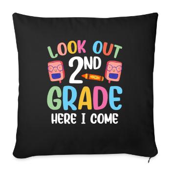 Attention second grade, I'm coming second graders - Sofa pillowcase 17,3'' x 17,3'' (45 x 45 cm) - black - Front