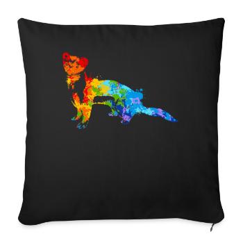 Weasel Splash Art Ferret Animal - Sofa pillowcase 17,3'' x 17,3'' (45 x 45 cm) - black - Front
