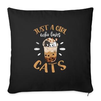 Bubble Tea Boba Tea Kawaii Cadeau - Housse de coussin décorative 45 x 45 cm - noir - Devant