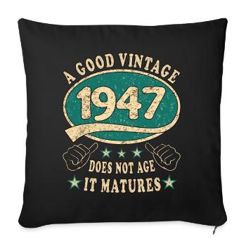76ème Anniversaire 1947 '76 Bon Millésime - Housse de coussin décorative 45 x 45 cm - noir - Devant
