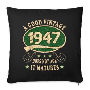 76ème Anniversaire 1947 '76 Bon Millésime - Housse de coussin décorative 45 x 45 cm - noir - Devant