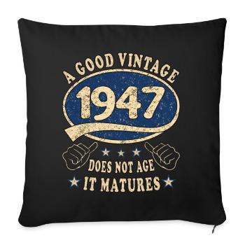 76ème Anniversaire 1947 '76 Bon Millésime - Housse de coussin décorative 45 x 45 cm - noir - Devant
