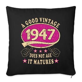 76ème Anniversaire 1947 '76 Bon Millésime - Housse de coussin décorative 45 x 45 cm - noir - Devant