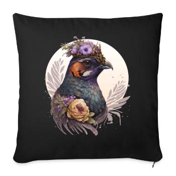 Cute Watercolor Pheasant Bird Flower Crown Pet Bir - Sofakissenbezug 45 x 45 cm - Schwarz - Vorne