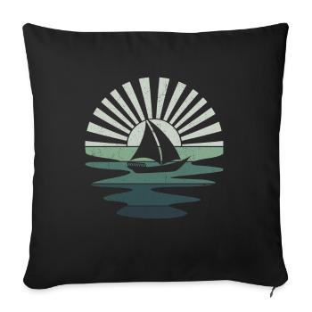 Retro Segeln Boot Segelboot Skipper Katamaran - Sofakissenbezug 45 x 45 cm - Schwarz - Vorne