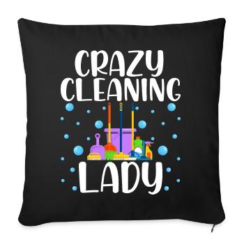 Crazy Cleaning Lady - Sofakissenbezug 45 x 45 cm - Schwarz - Vorne