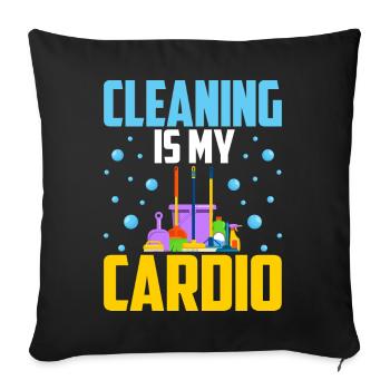Le nettoyage est mon cardio - Housse de coussin décorative 45 x 45 cm - noir - Devant