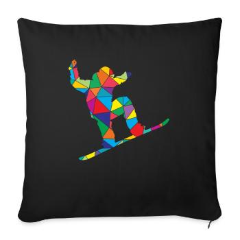 Low Poly Snowboard Polygon Snowboarding - Sofa pillowcase 17,3'' x 17,3'' (45 x 45 cm) - black - Front