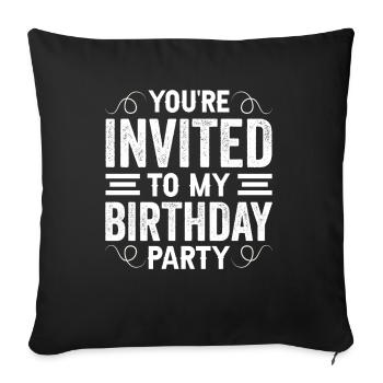 Vous êtes invité à ma fête d’anniversaire - Housse de coussin décorative 45 x 45 cm - noir - Devant