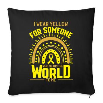 Soutien au cancer du sarcome du ruban jaune - Housse de coussin décorative 45 x 45 cm - noir - Devant
